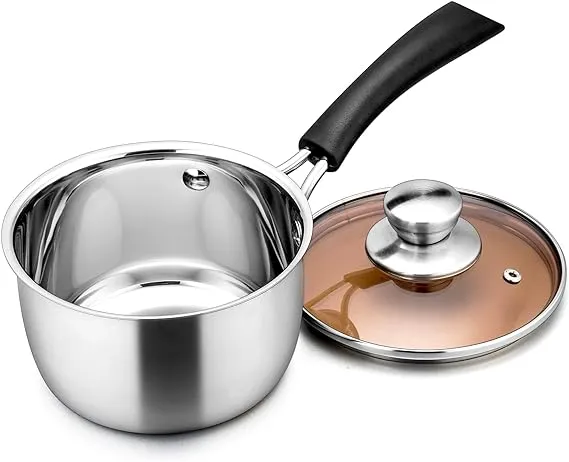 LIANYU 2QT Saucepan with Lid, 2 Quart Stainless Steel Sauce Pan, Small Pot Soup Milk Pan for Home Kitchen Restaurant, Long Heatproof Handle, Dishwasher Safe