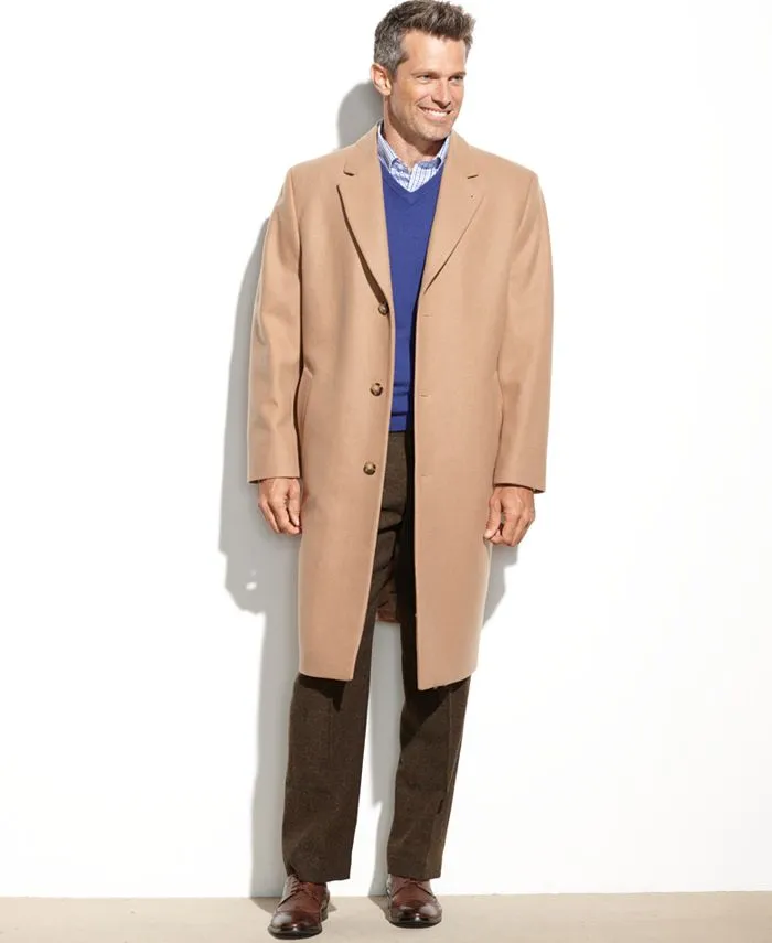 Big and Tall Signature Wool-Blend Overcoat 
      
          Big and Tall Signature Wool-Blend Overcoat