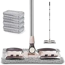 MAYSHINE Microfiber Hardwood Floor Wet and Dry Dust Mop w/ 5 Reusable Pads, 360 Spin Mop System | Use On Wood, Tile, Laminate, Vinyl and More | Flat