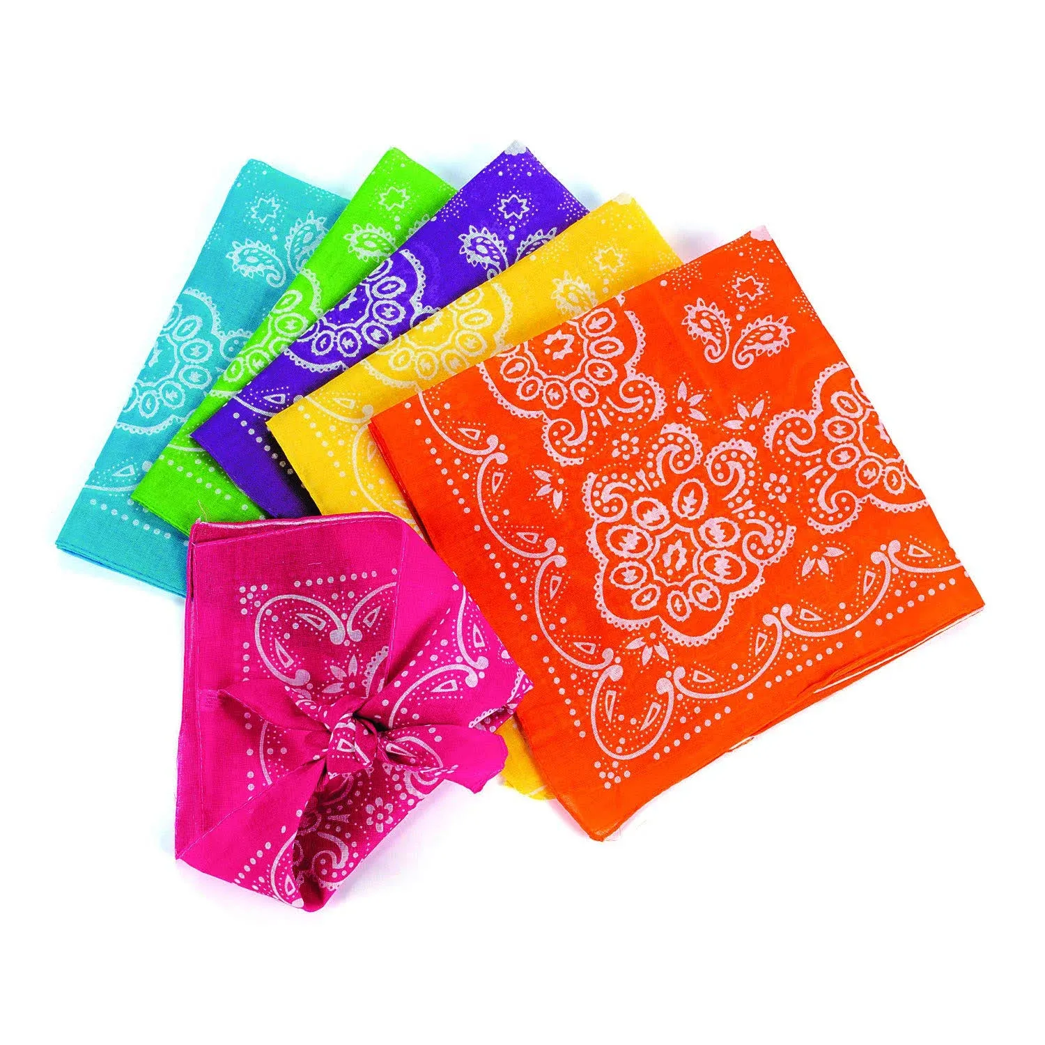 Neon Polyester Bandanas - 12 Pack