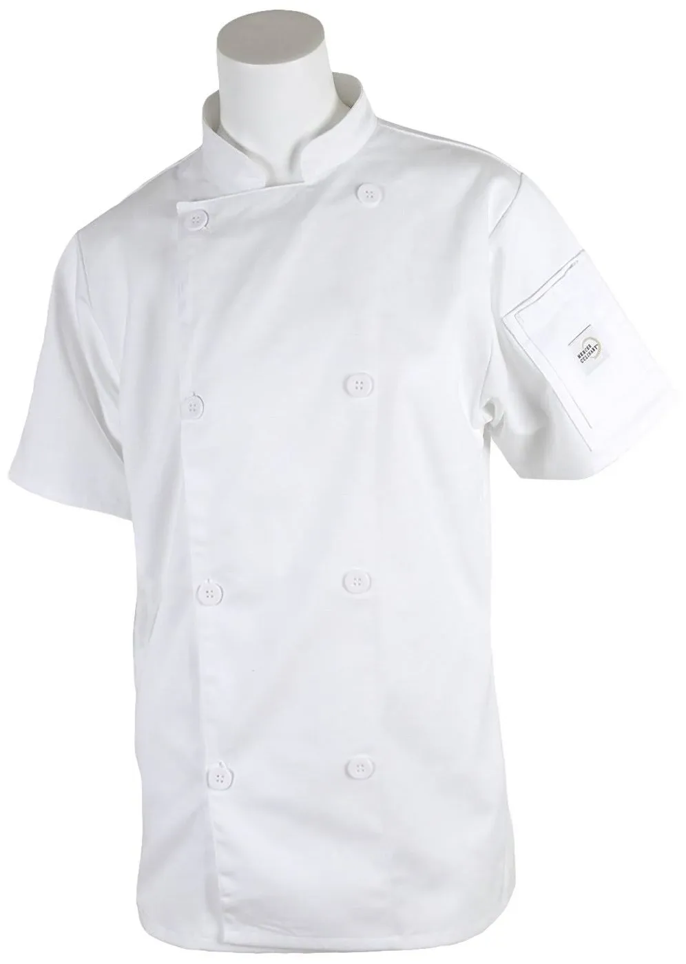 Mercer Culinary M61032WHL Genesis Women&#039;s Chef Jacket Short Sleeve (8) Traditional Buttons