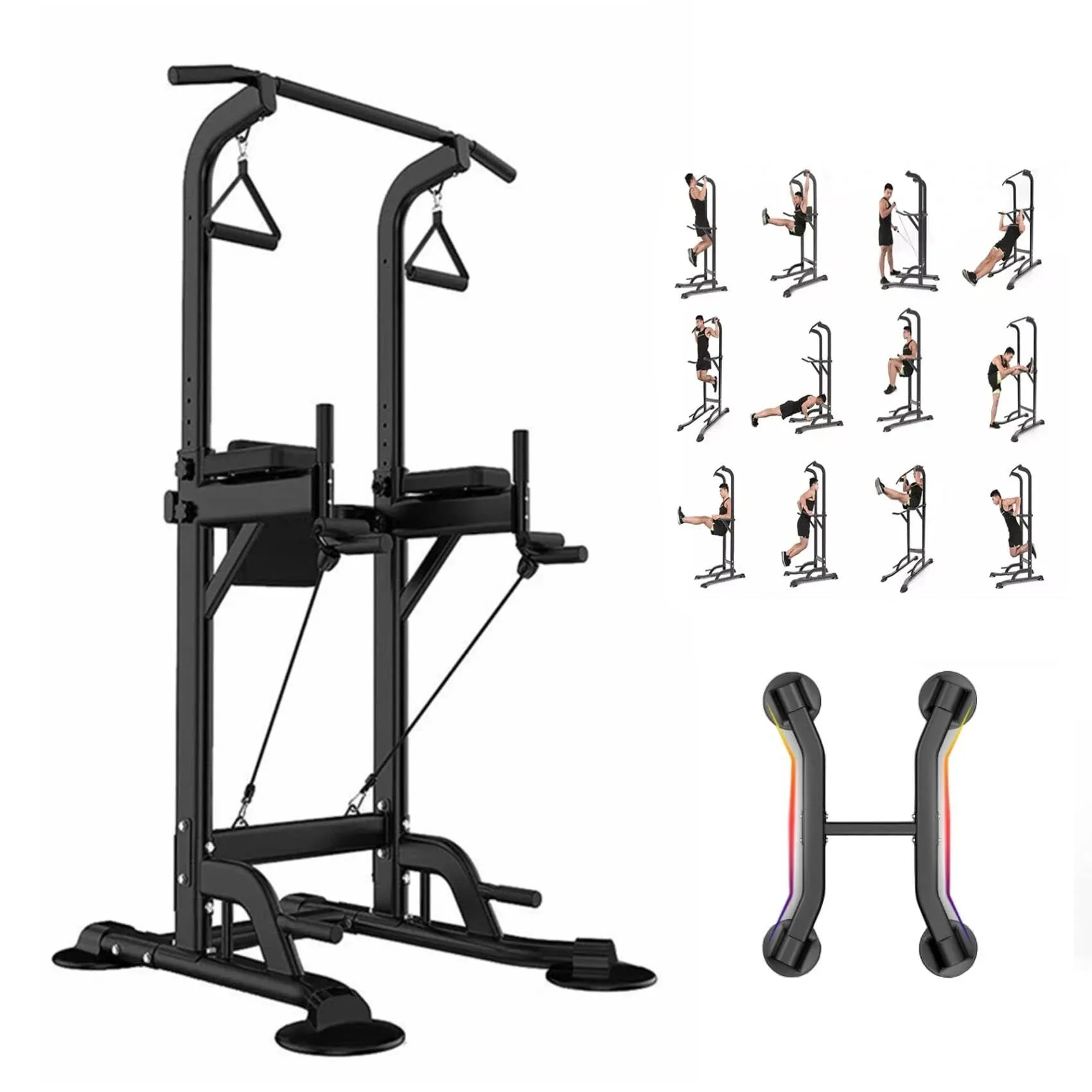 Power Tower Dip Station Pull Up Bar Fitness Workout Strength Training Equipment