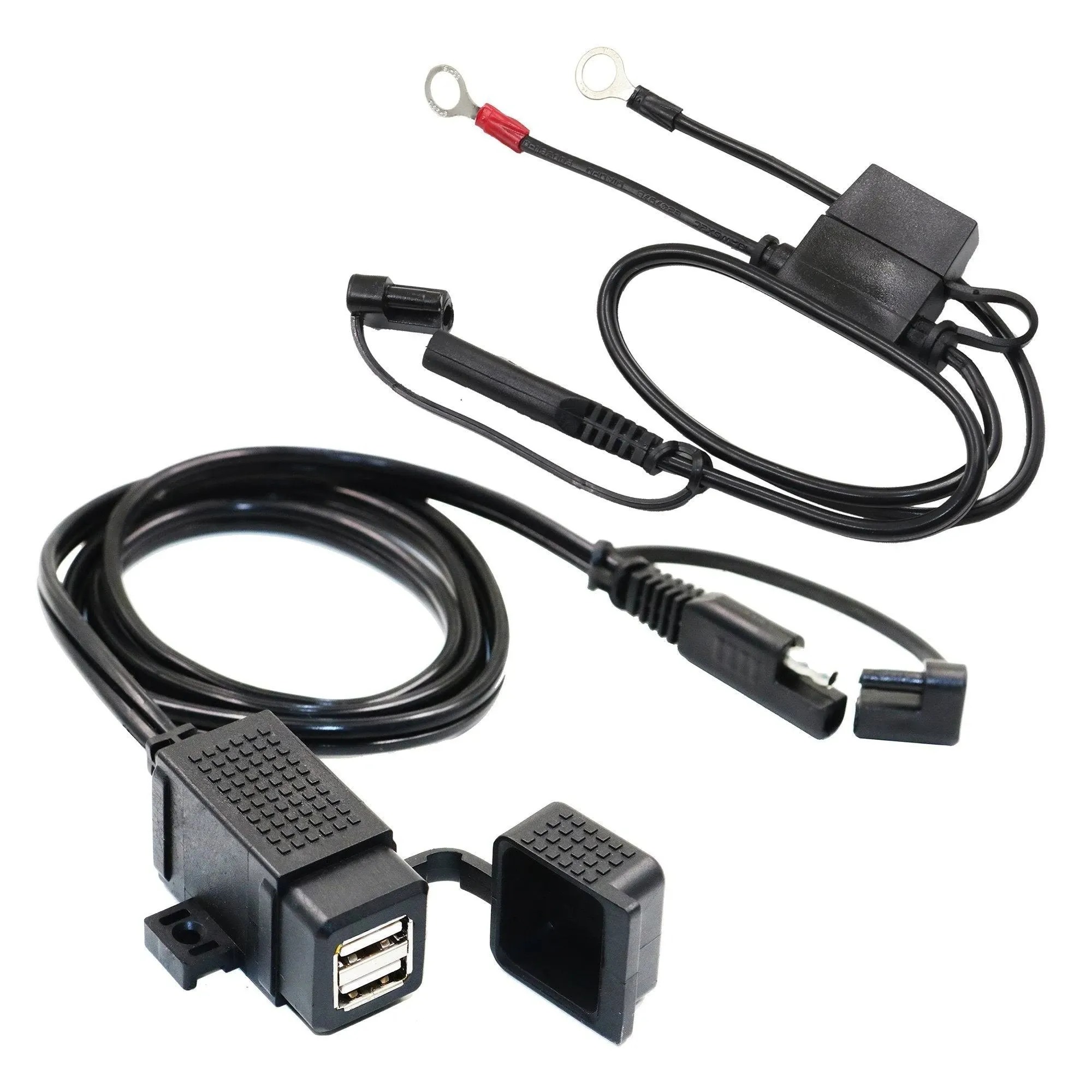 MOTOPOWER MP0609C 3.1Amp Waterproof Motorcycle Dual USB Charger Kit SAE to USB