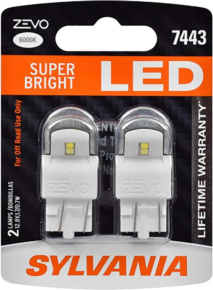 SYLVANIA - 7443 T20 ZEVO LED White Bulb - Bright LED Bulb, Ideal for Daytime Running Lights (DRL) and Back-Up/Reverse Lights (Contains 2 Bulbs)