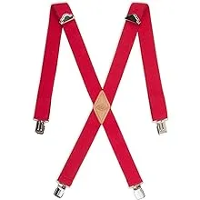 Dickies Men's 1-1/2 Solid Straight Clip Suspender, Red,