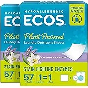 Ecos Laundry Detergent Sheets - 114 Loads, Vegan, No Plastic Jug, No Mess & Liquid Free - Laundry Sheets in Washer - Hypoallergenic, Plant Powered