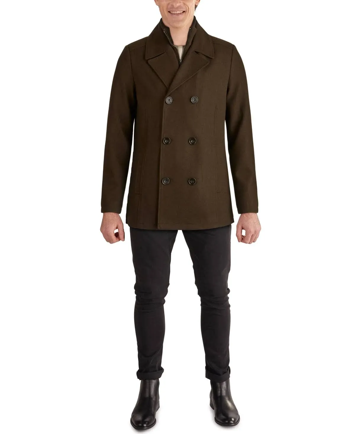 Kenneth Cole Men's Classic Wool-Blend Peacoat