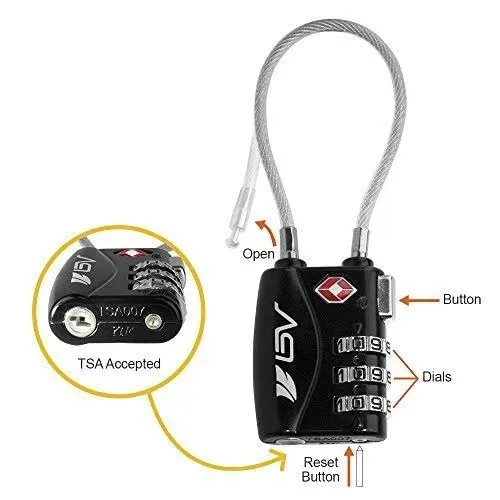 TSA Approved Luggage Travel Lock, Set-Your-Own Combination Lock for School Gym Locker, Luggage Suitcase Baggage Locks, Filing Cabinets, Toolbox, Case (Black, 6 Pack)TSA Approved Luggage Travel Lock, Set-Your-Own Combination Lock for School Gym Locker, Lu