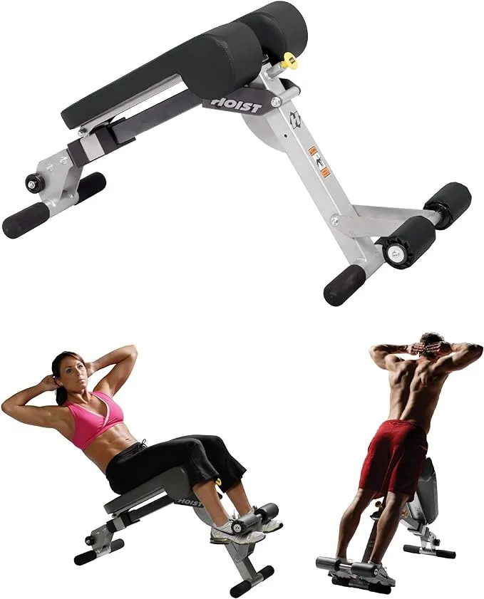 HOIST Fitness HF-4263 Dual Adjustable Ab/Back Hyper Roman Chair Exercise Bench - Platinum