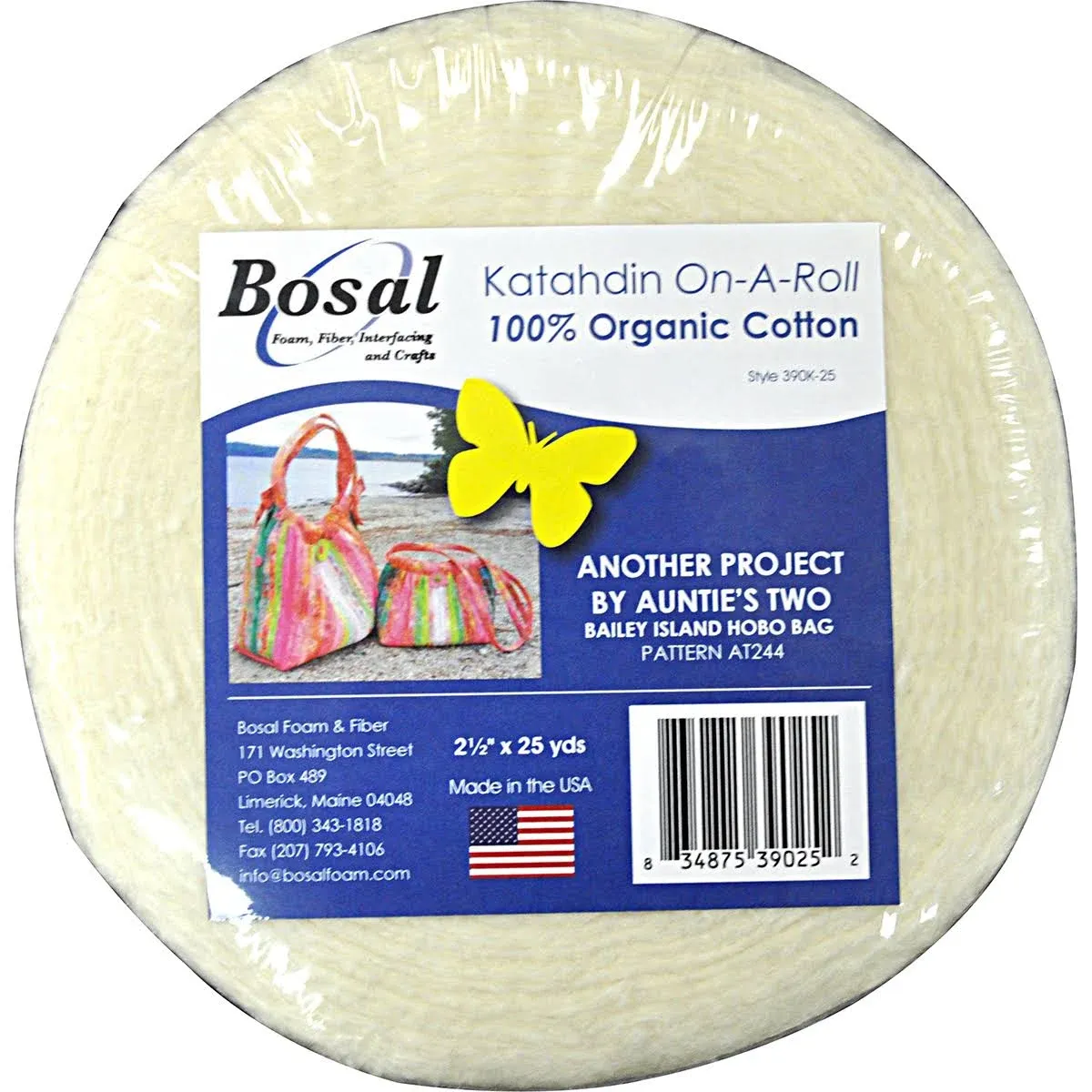 Bosal Katahdin On-A-Roll 100% Organic Cotton Batting, White