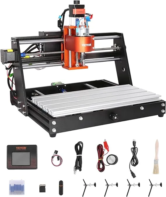 VEVOR Máquina enrutadora CNC, 120W 3 ejes GRBL Control de madera grabado tallado máquina de fresado, 11.811 x 7.874 x 2.362 in/11.8 x 7.87 x 2.36 pulgadas, área de trabajo 1200 RPM para madera,