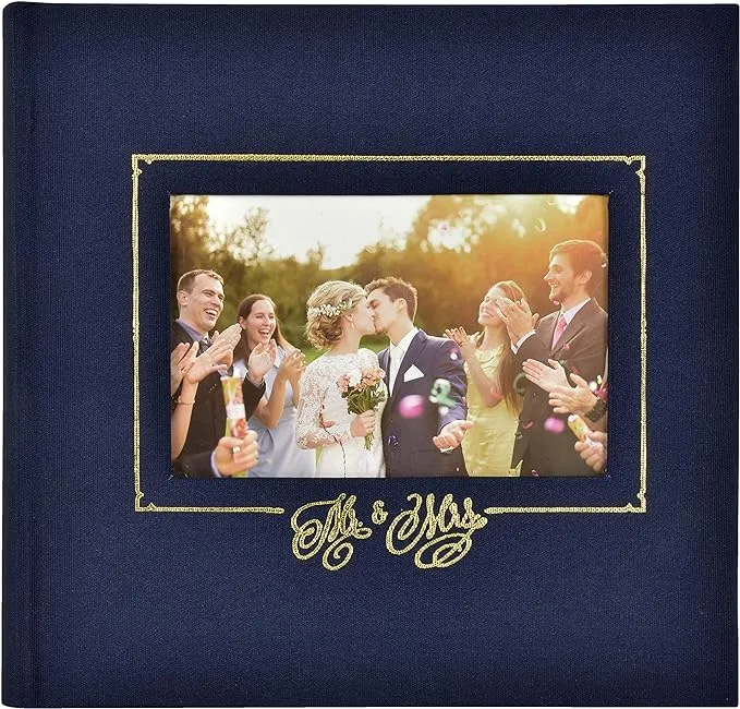 MCS MBI 860157 Mr. & Mrs. Wedding Photo Album, 8.5 x 8.5, Navy