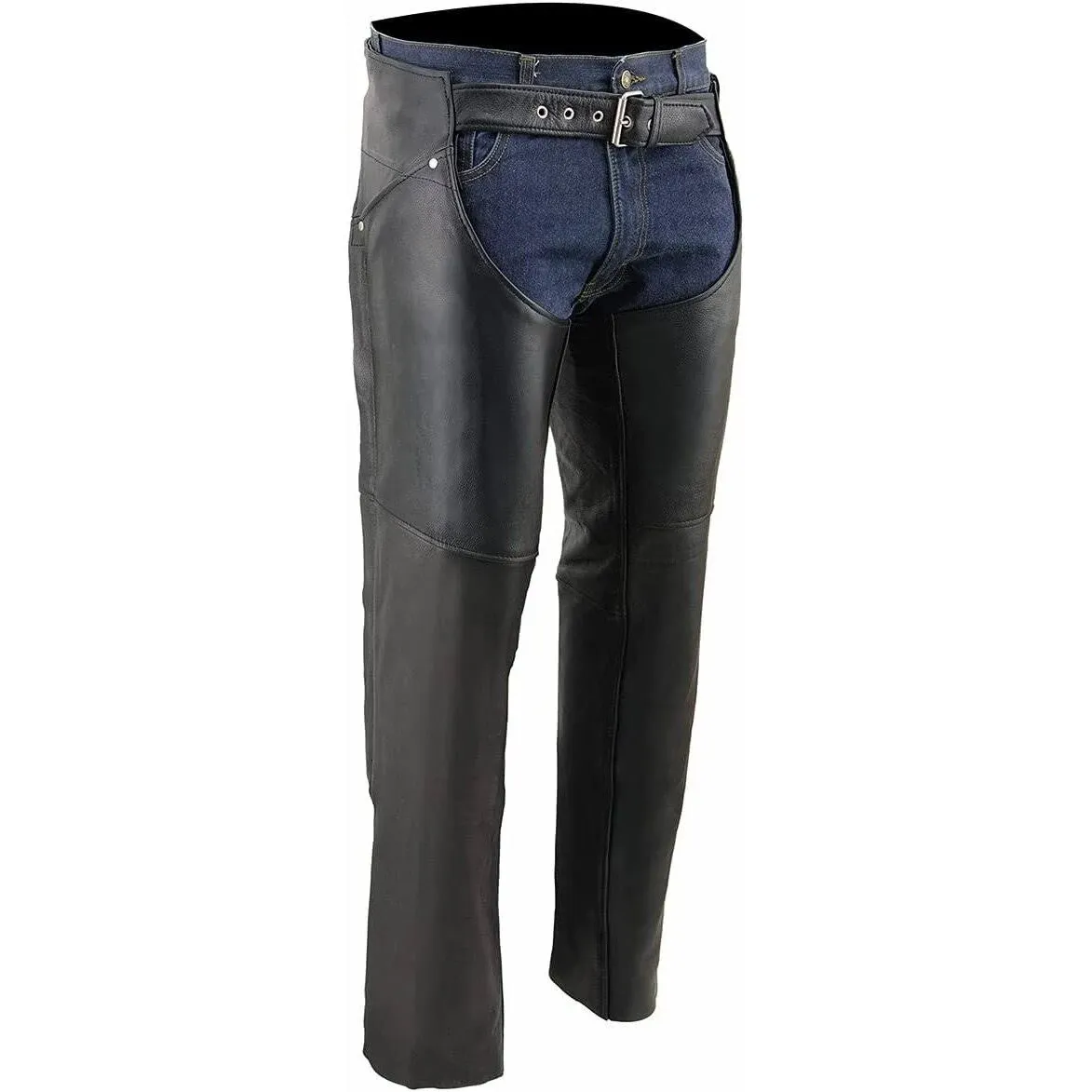 Milwaukee Leather Chaps for Women Black Premium Skin - Deep Hip Pockets Back Thigh Laces Motorcycle Chap - SH1173 - X-Large