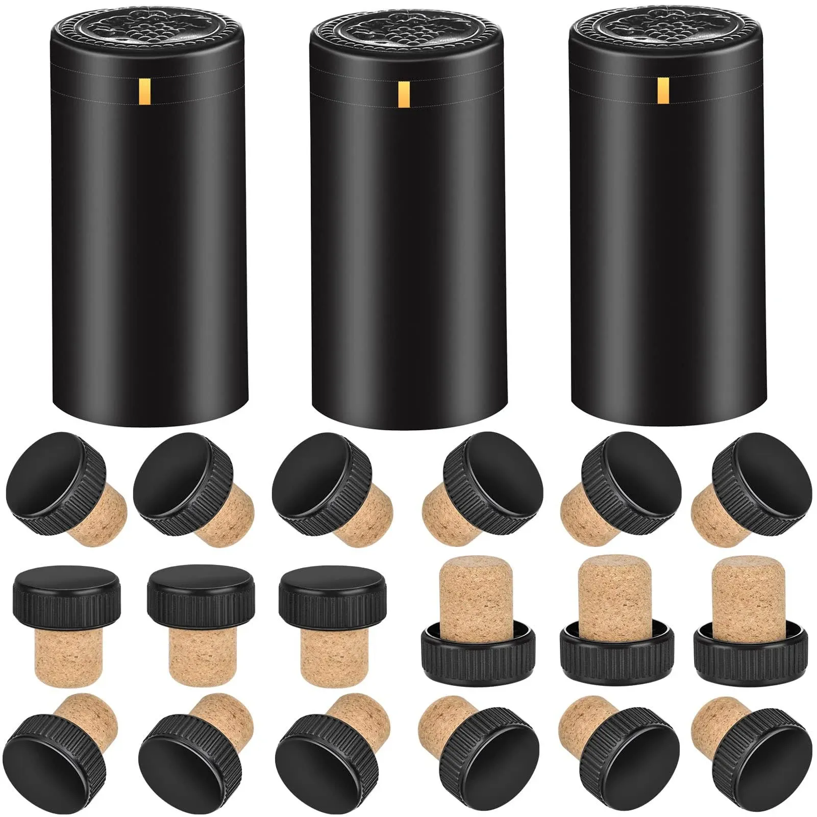 BGMAXimum PVC Heat Shrink Capsules 40 Count Matte Black and 40 Pcs Bottle Seal ...