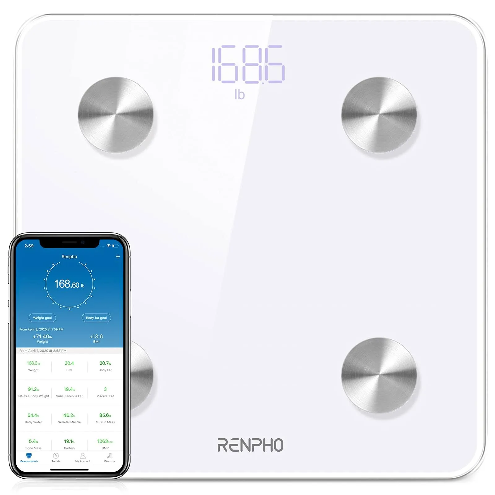 Runstar Smart Scale for Body Weight, Digital Bathroom Scale BMI Weighing Body Fat Scale, Body Composition Monitor Health Analyzer with Smartphone App