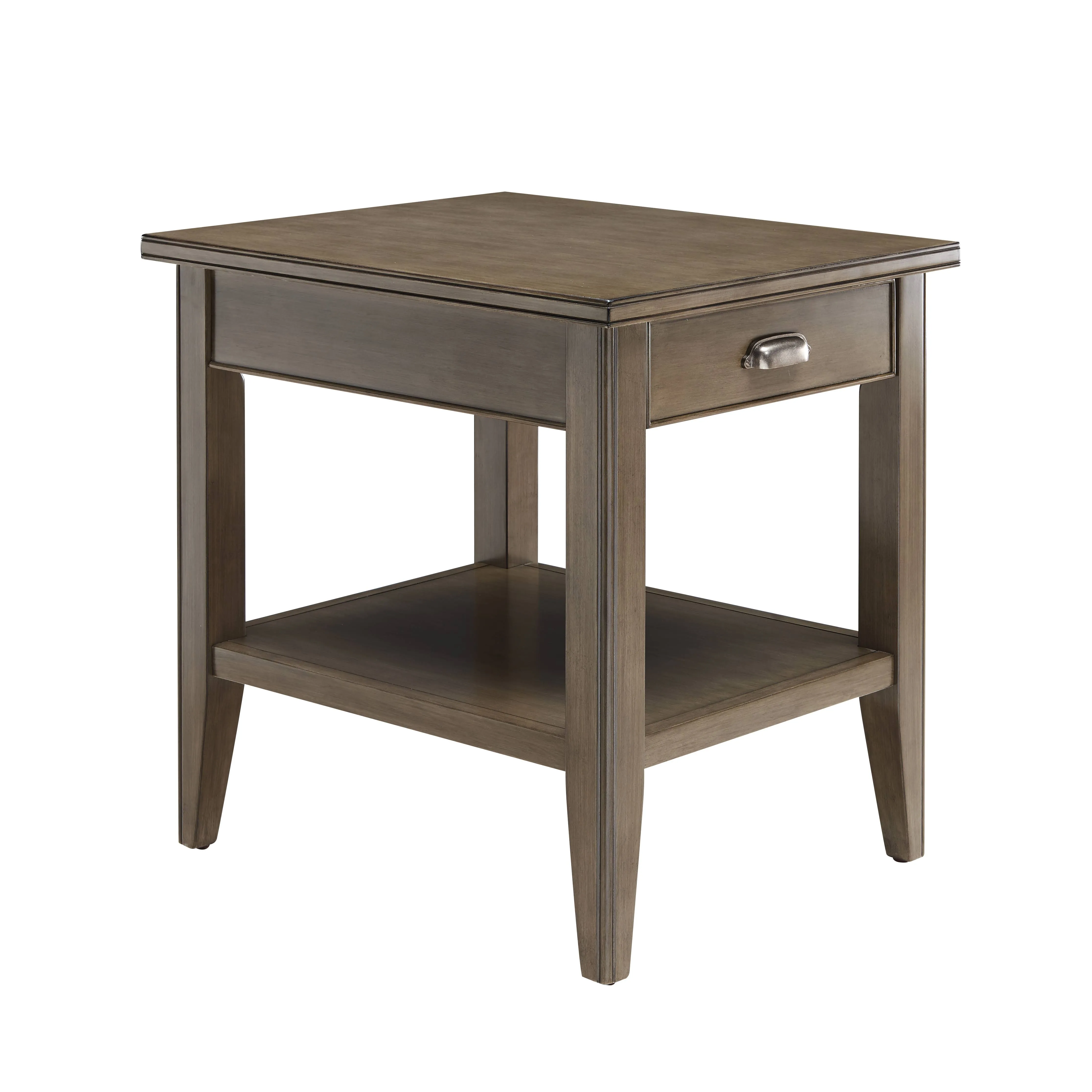 Leick Home Laurent End Table with Drawer and Display Shelf, Gray