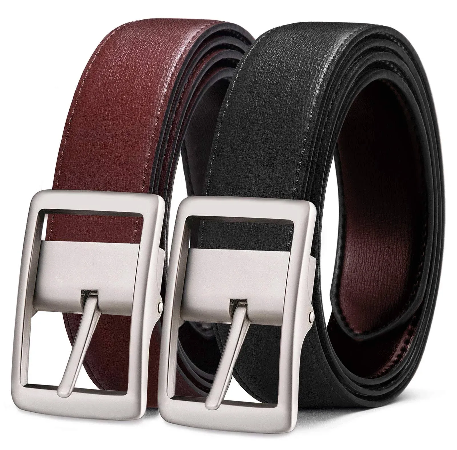 Men's Belt,Bulliant Leather Reversible Belt 1.25" for Mens Casual Golf Dress,One Belt Reverse for 2 Sides