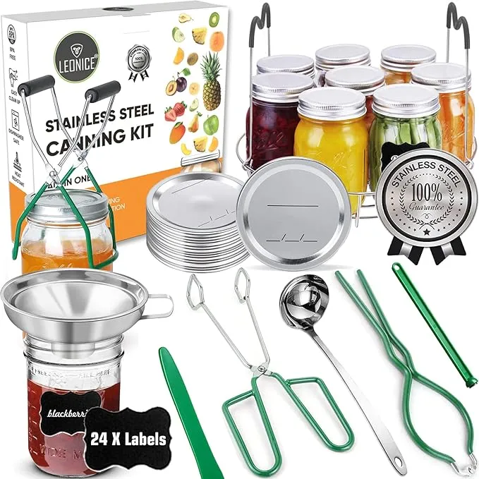 Canning Pot with Rack and Full Set - Stainless Steel Accessories Starter Kit