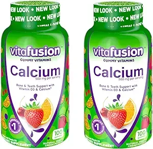 Vitafusion Calcium, Gummy JKHyWW Vitamins For Adults, 500 mg, 100 Count (Pack of 2)