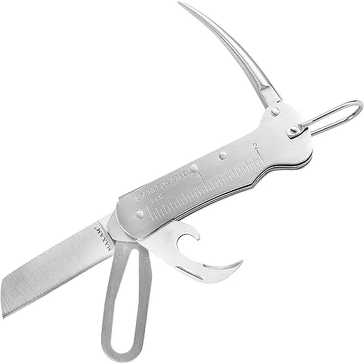 Maxam 3 3/4 Inch Sailor's Tool, a Powerful Multi-Use Sailor Knife Ideal for Boating, Fishing, Camping or Outdoor Activity, Silver