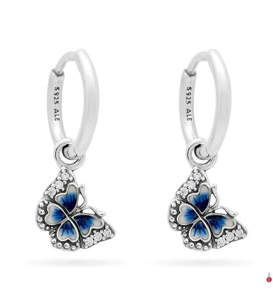 Pandora : Blue Butterfly Hoop Earrings