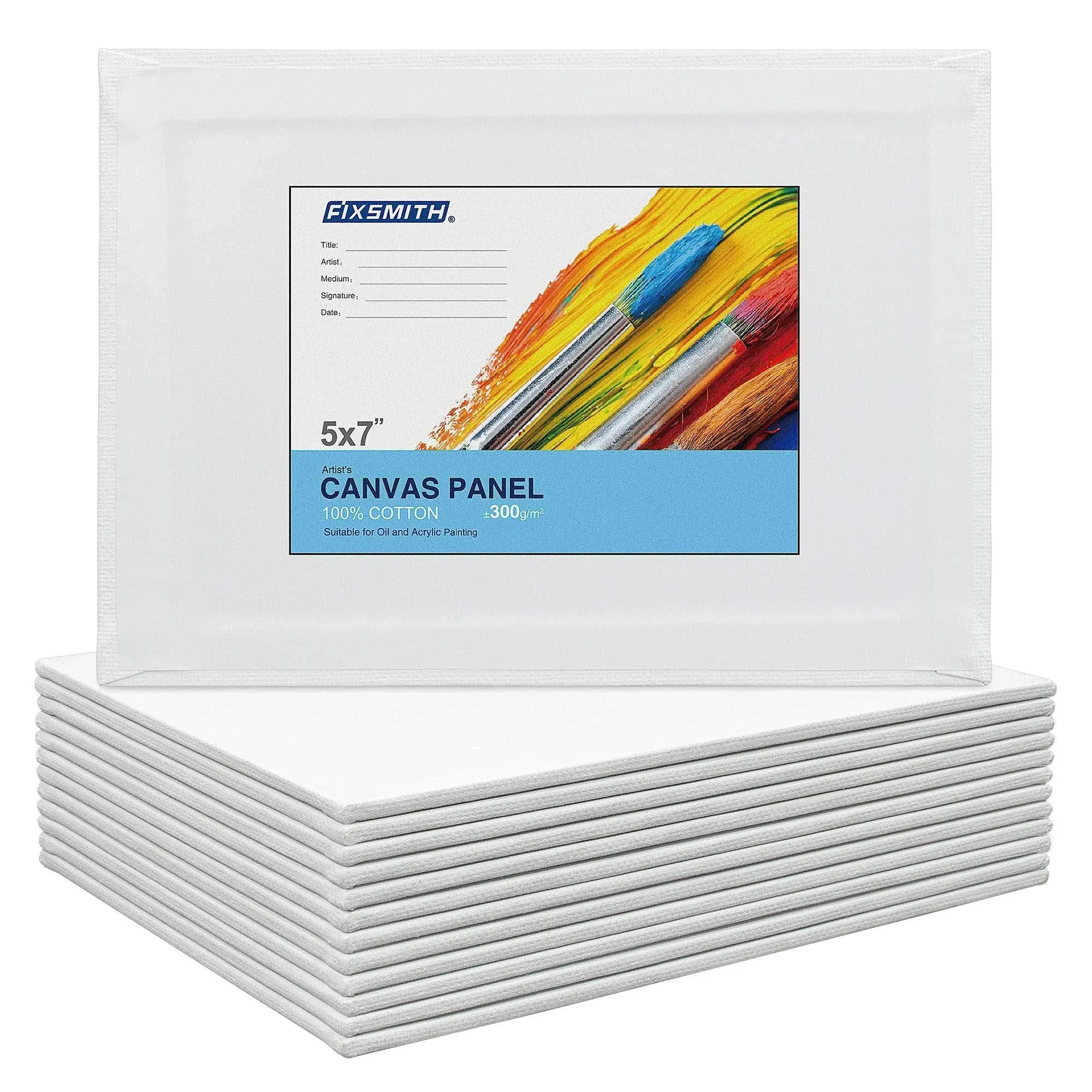 FIXSMITH Painting Canvas Panel Boards - 5x7 inch Art Canvas12 Pack Mini Canvasesprimed Canvas Panels100% Cottonacid Freeprofessional Quality Artist CA