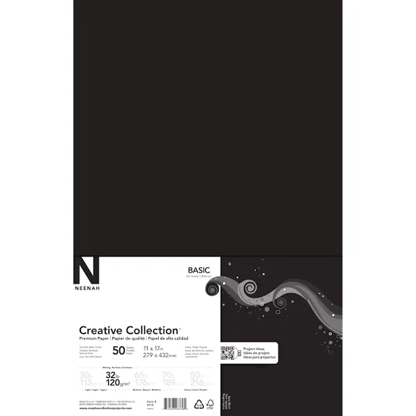 Epic Black - Creative Collection Cardstock Pack 11"X17" 50/PKG - Neenah Paper