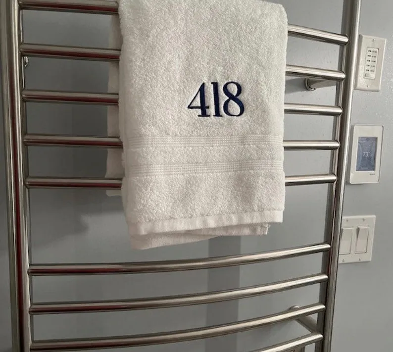 Monogrammed Bath Towel Set - White Bathroom Towel Set - Personalized Towel Sets - Graduation Gift