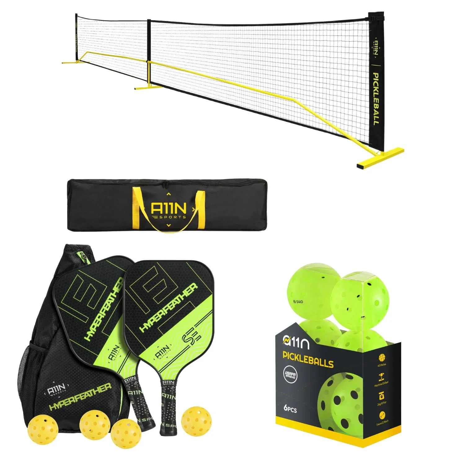 Pickleball Gift 22ft Portable Pickleball Net System Bundle | 5-Min Easy Set Up | Withstand a Good Wind