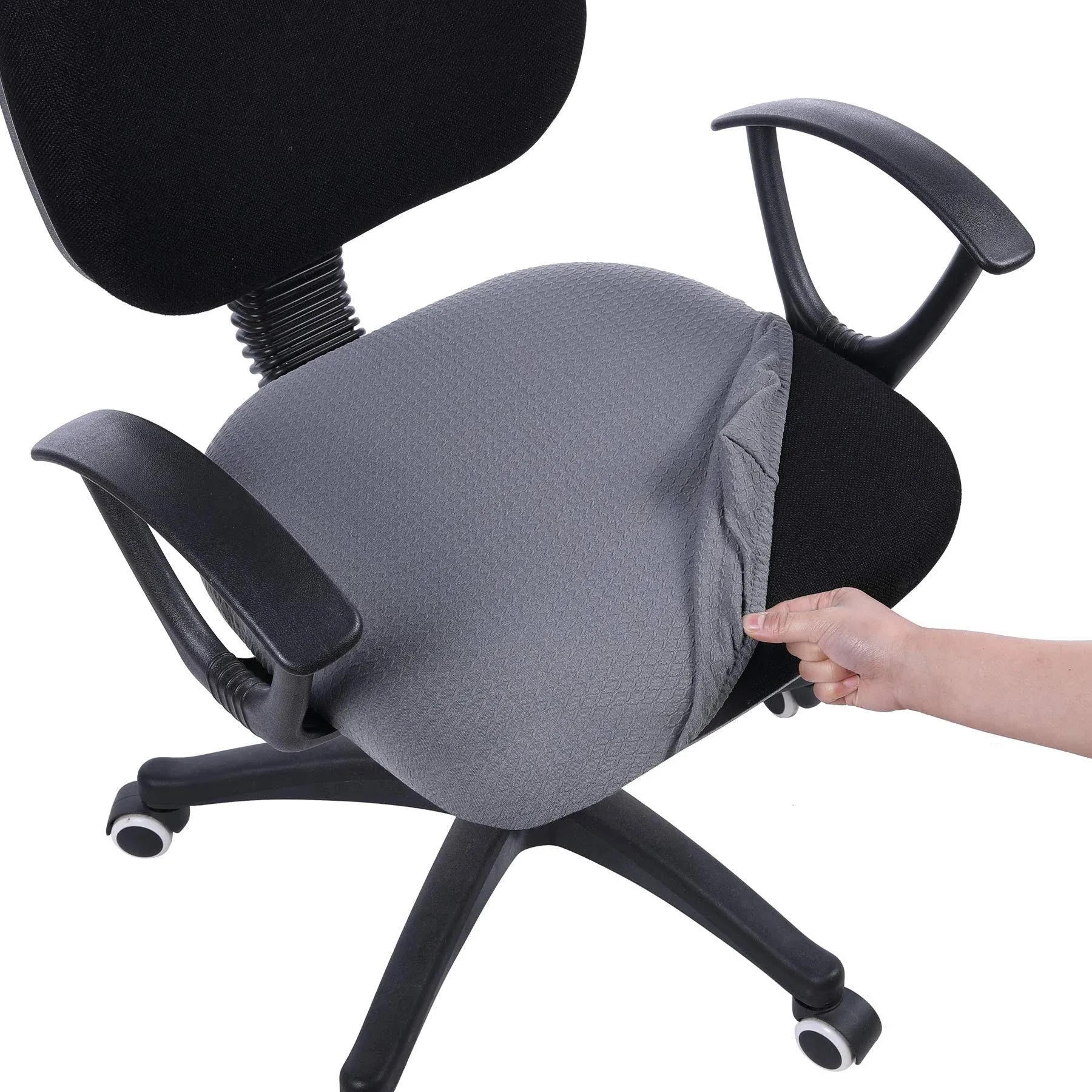 smiry Stretch Jacquard Office Computer Chair Seat Cover Black