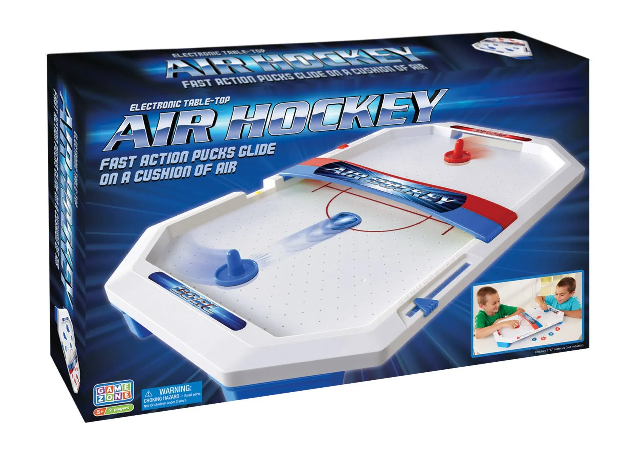 International Playthings Electronic Table-Top Air Hockey - Fast-Paced Sports Fun in an Easily Portable Battery-Operated Rink for Ages 5 and Up (P25118)