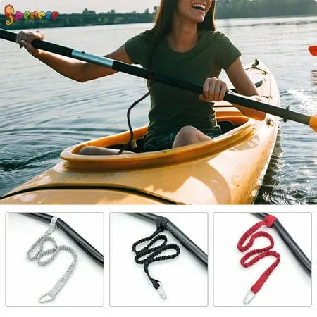 Spencer 2 Pack Kayak Paddle Leash Fishing Rope Rod Safety Lanyard Boat Accessories Stretchable Coiled Rod for Kayak and SUP Paddles Red