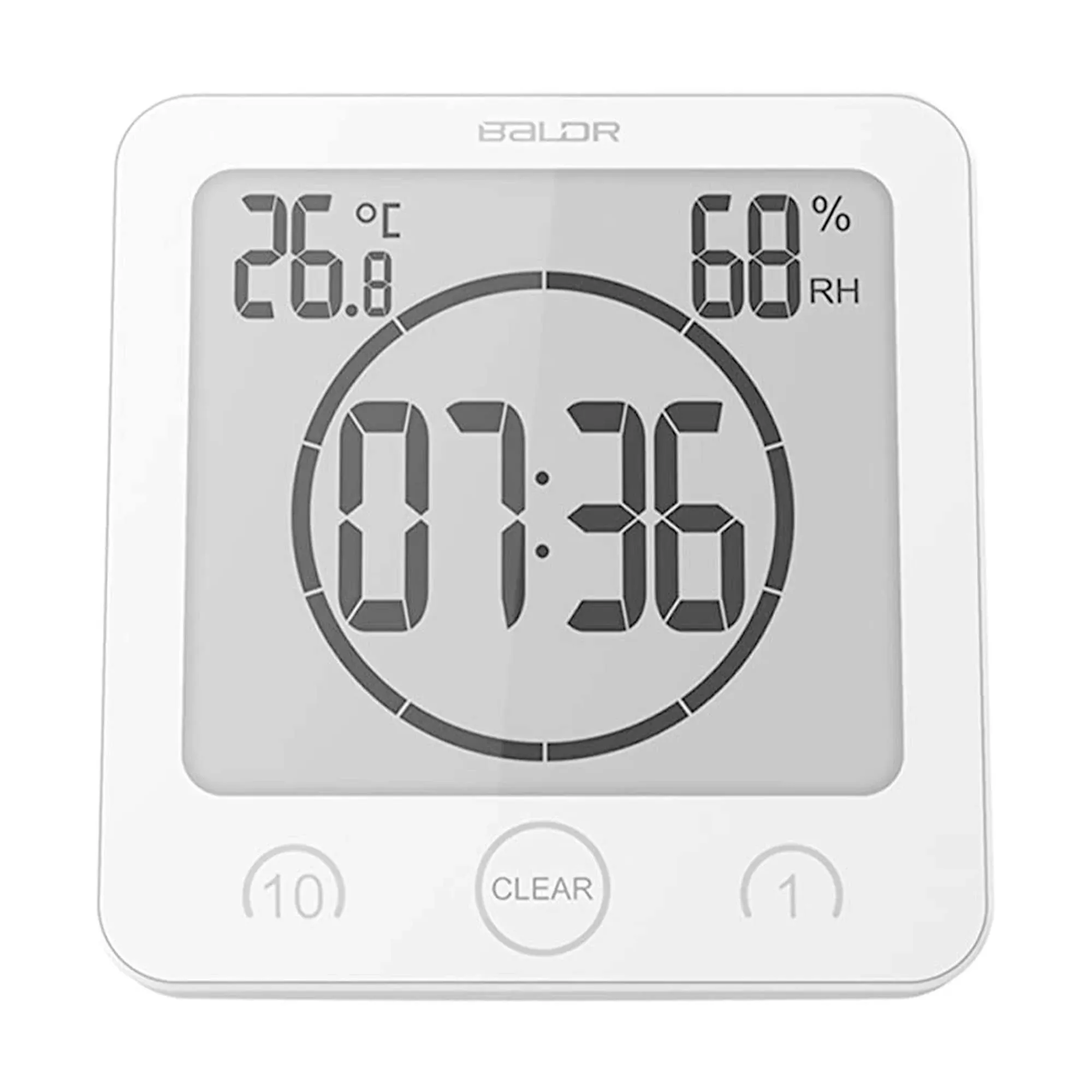 Waterproof Bathroom Shower Clock w/ Timer - BALDR Electronic