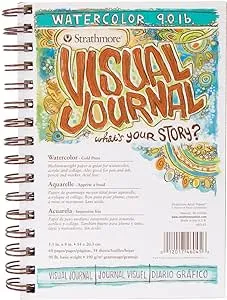 Strathmore 400 Series Visual Watercolor Journal, 90 LB 5.5"x8" Cold Press, Wire Bound, 34 Sheets