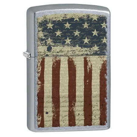 Zippo Lighter: Aged American Flag - Street Chrome 77091