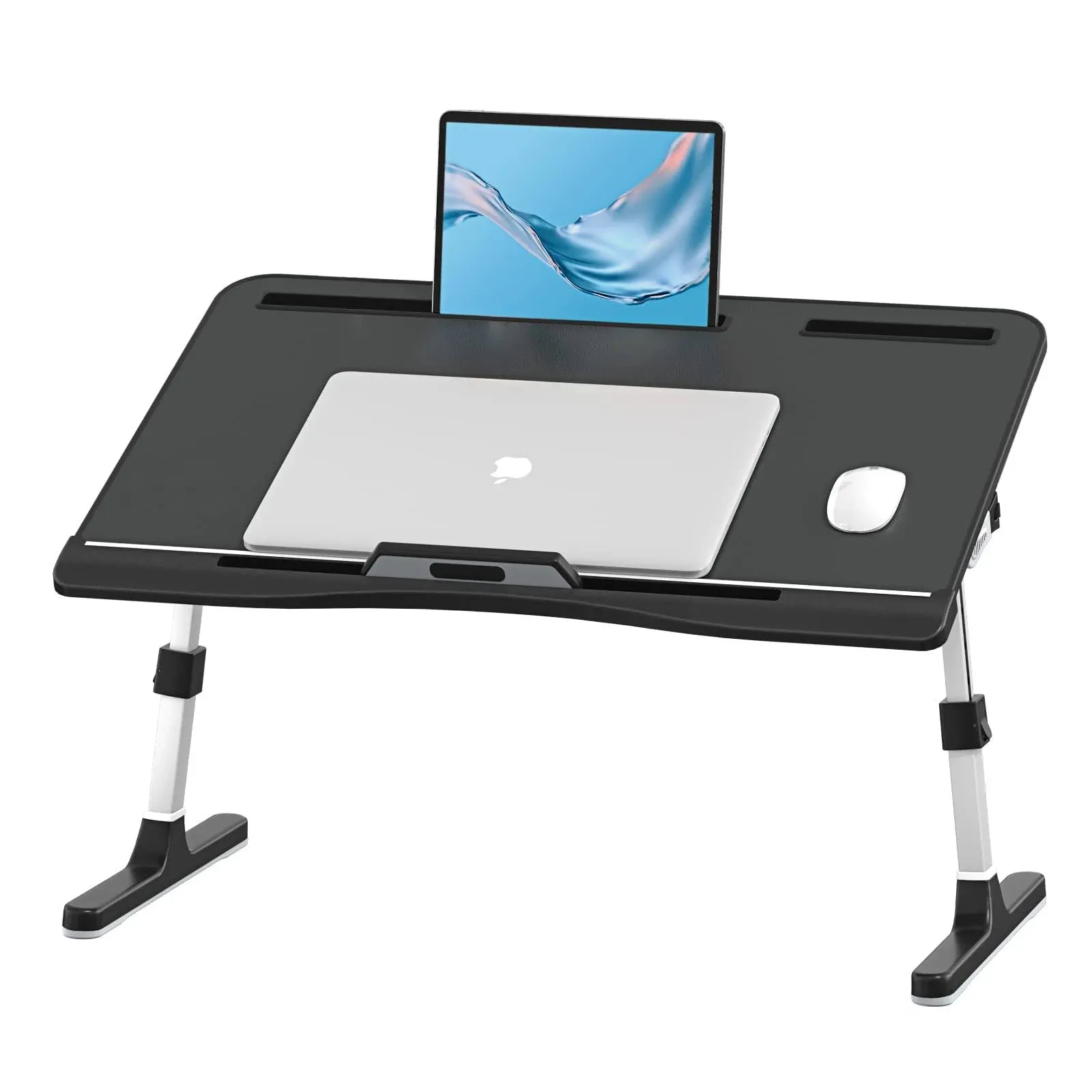 Foldable Laptop Bed Tray Desk, Adjustable Laptop Bed Table with Heights and ...