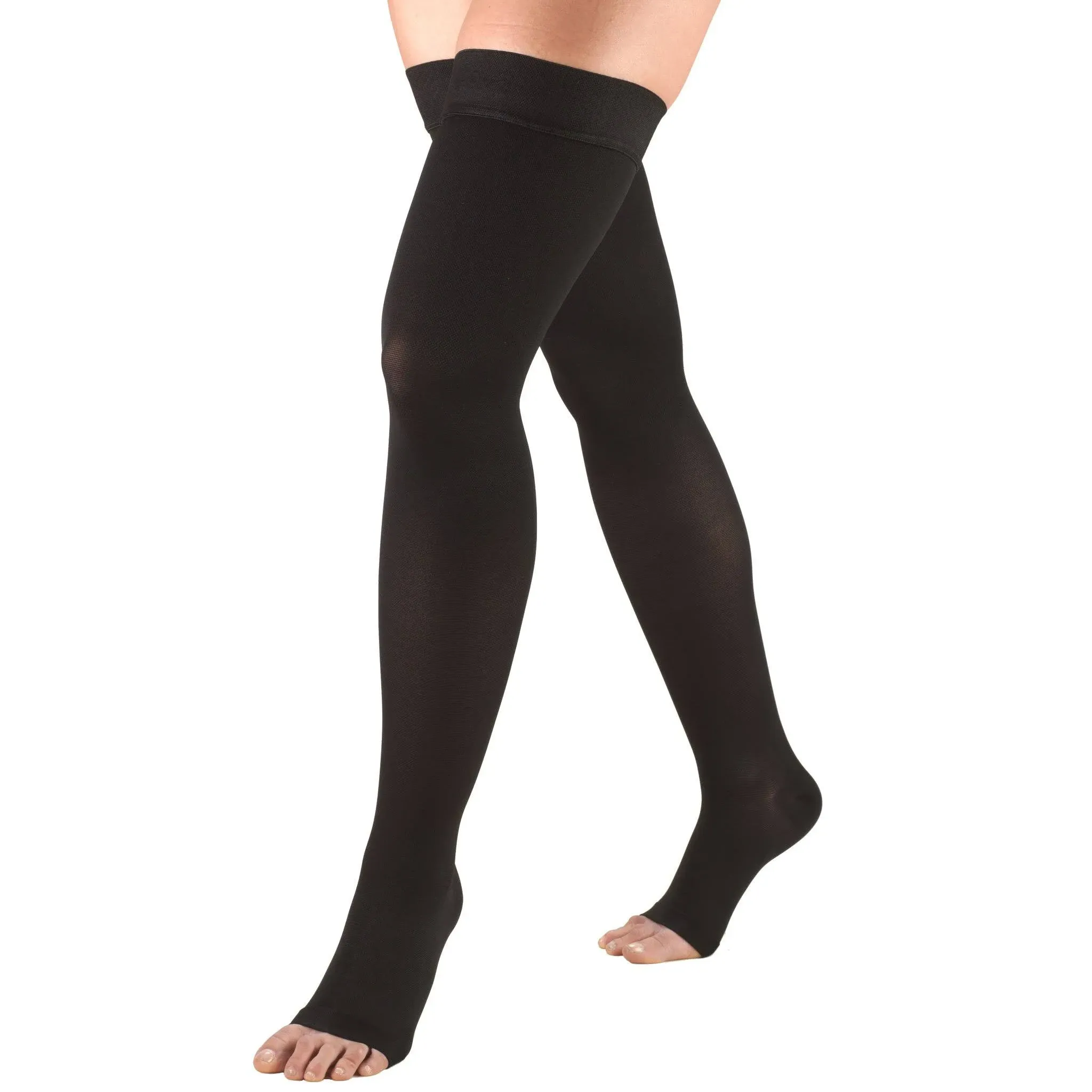 Truform 20-30 mmHg Compression Stockings for Men and Women, Knee High Length, Dot-Top, Open Toe, Beige, 2X-Large