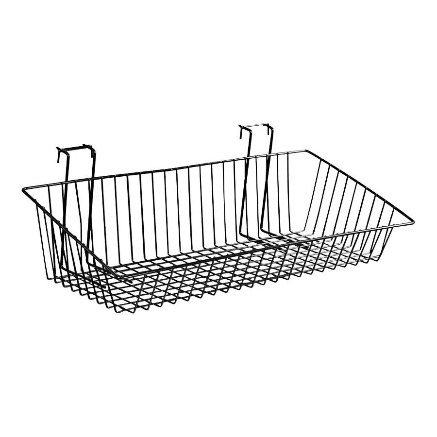 24" x 12" x 6" Black Multi-Purpose Slanted Basket for Slatwall Merchandisers