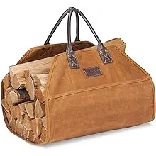 G Good Gain Firewood Carrier Waxed Canvas with Leather Handles, Wood Carrier for ...