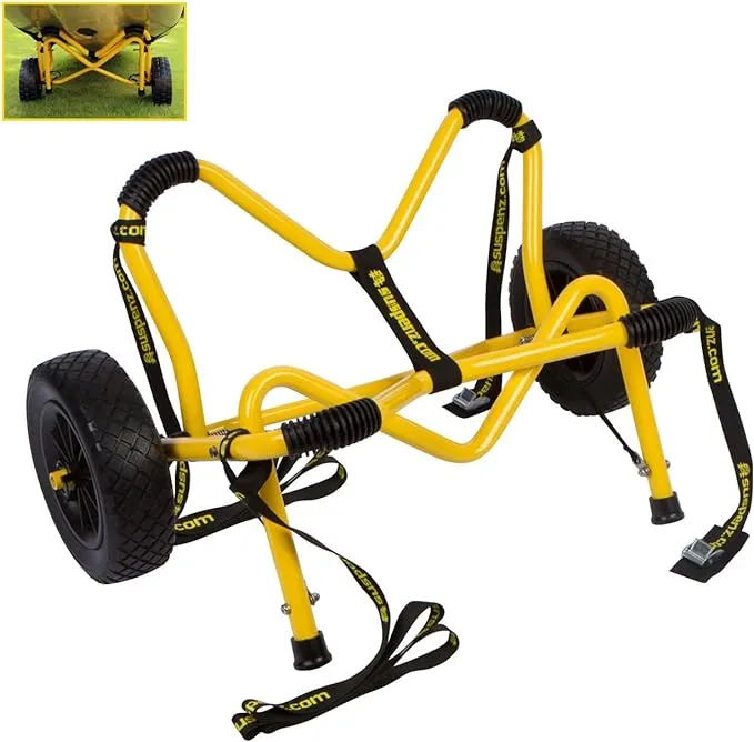 Suspenz Kayak Trailer Cart, Heavy Duty Deep-V Trolley Carrier with Airless Wheels for Kayaks and Canoes, Yellow (22-6700)