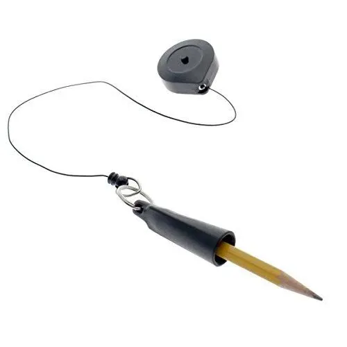 2 Pack - Retractable Pen Holder (Marker & Carpenter Pencil Compatible) "Stay Open" Ratcheting Pull Cord - Belt Clip Reel & Small Key Ring by Reel-N-Rite (STAYS EXTENDED Until Button is Pressed)