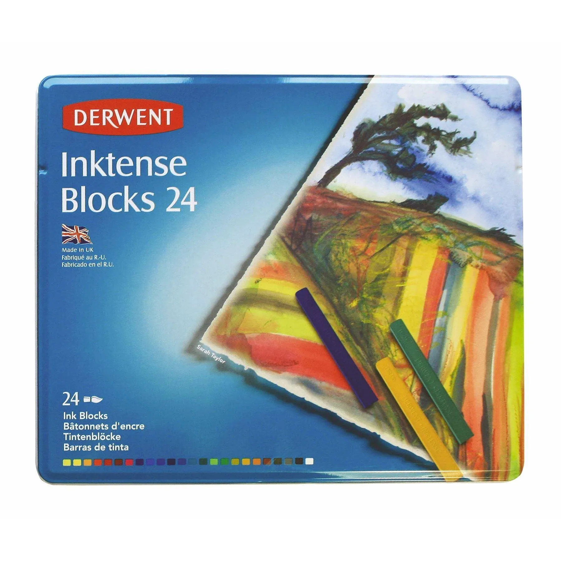 Derwent Inktense Ink Blocks, 24 Count (2300443) Metal Tin