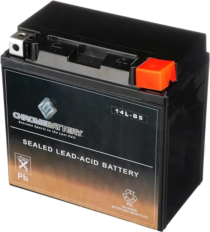 Chrome Battery YTX14L BS High Performance Power Sports Battery