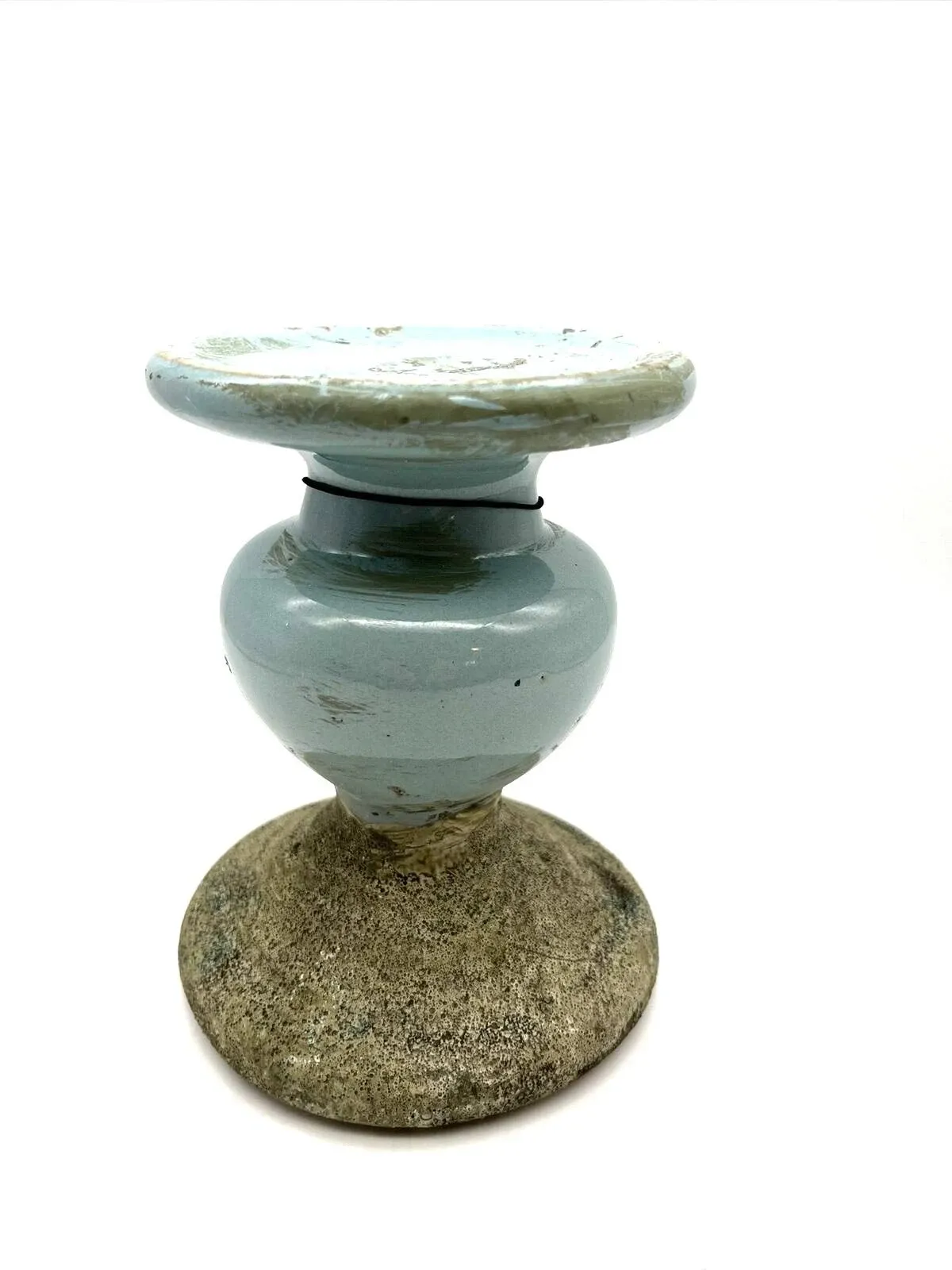 Large Distressed Blue Terracotta Pillar Candleholder - Farmhouse - Candleholders - by Olive Grove | Houzz