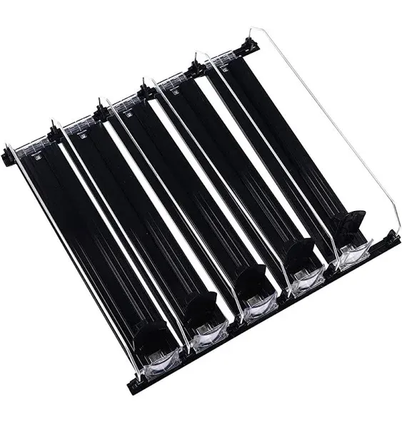 Black Drink Organizer For Fridge Spring Loaded Adjustable Push Rod Slide Rail