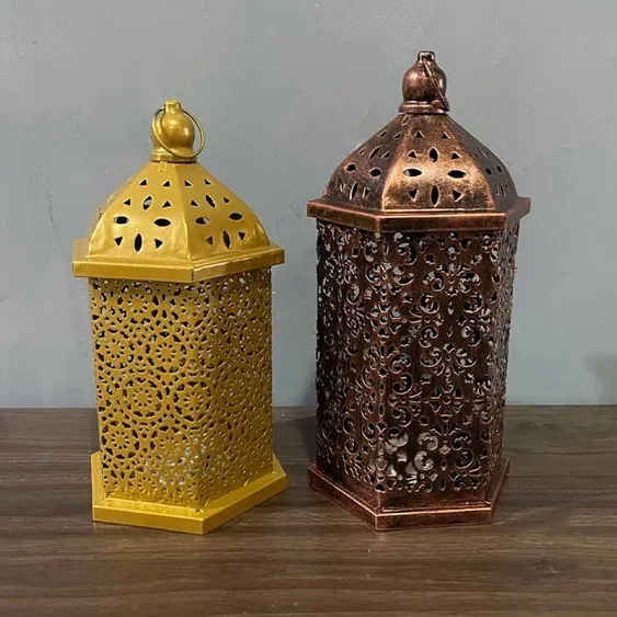 Moroccan Style Ramadan Hanging Lantern, Metal Tabletop Lantern Decor, Christmas ...