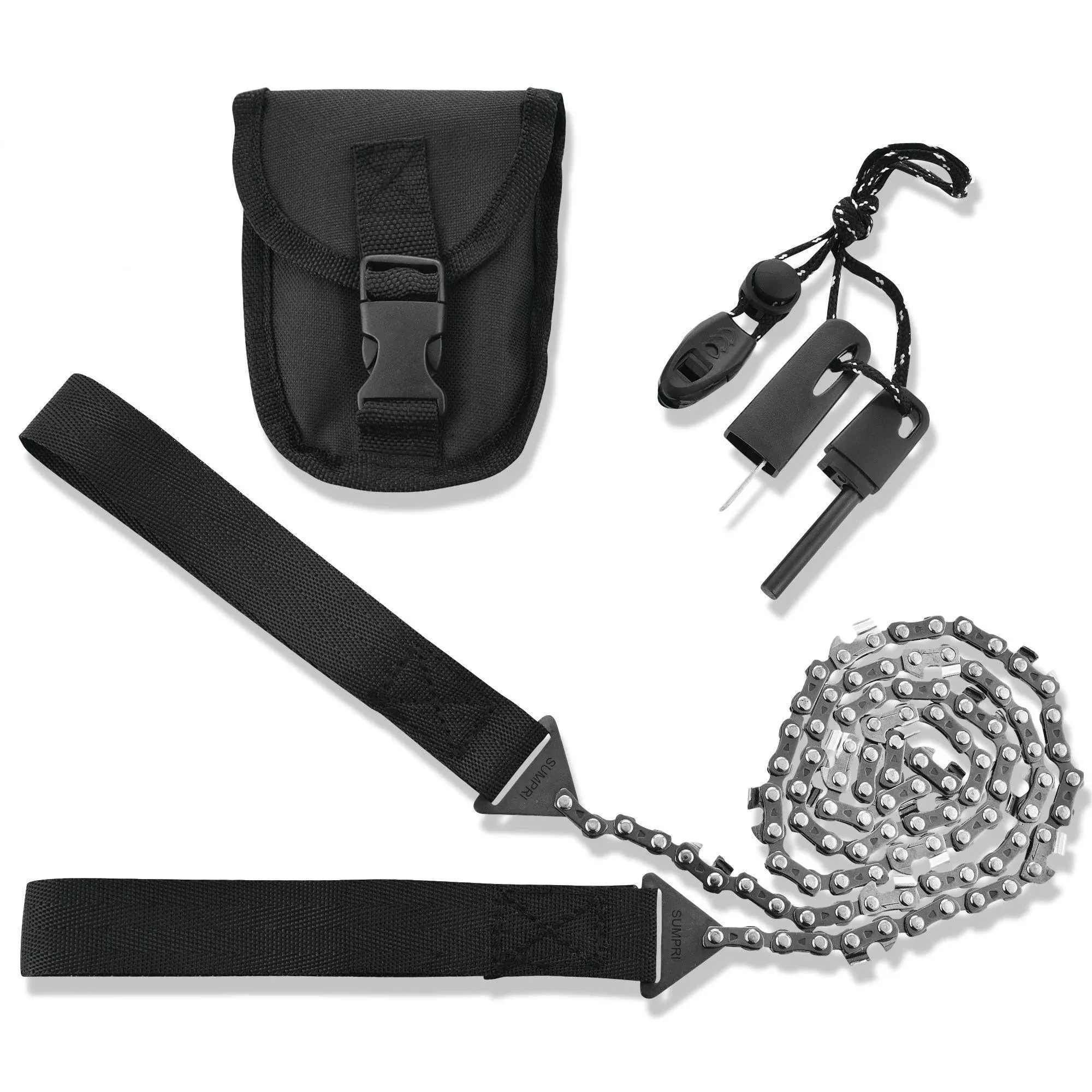 Pocket Chainsaw Survival Gear 36&#034; Long Chain &amp; Free Fire Starter Kit Folding