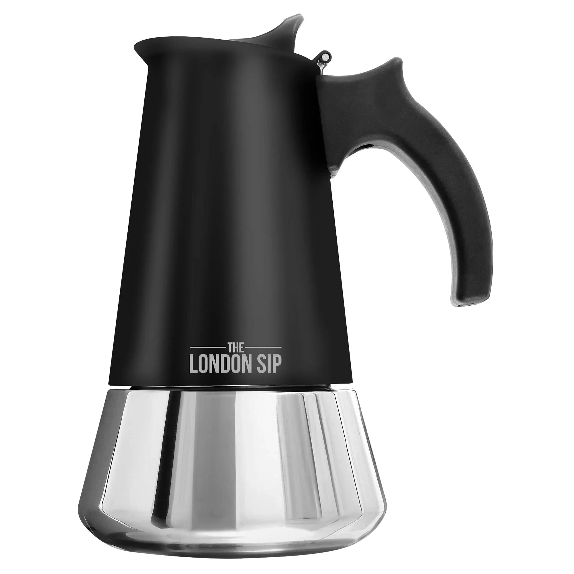 London Sip 6-Cup Stainless Steel Espresso Maker,Black