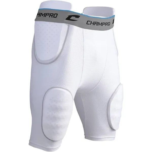 Champro Formation 5-Pad Integrated Football Girdle, White, Grey, Medium