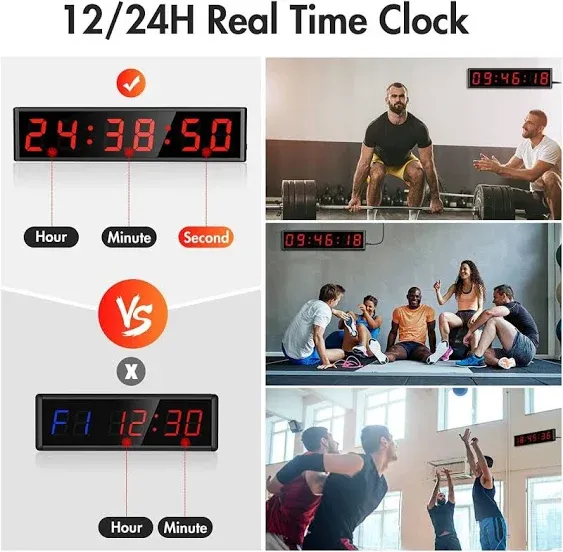 Seesii Gym Timer With Remote, 11''x 3.5''ultra-clear Interval Timer